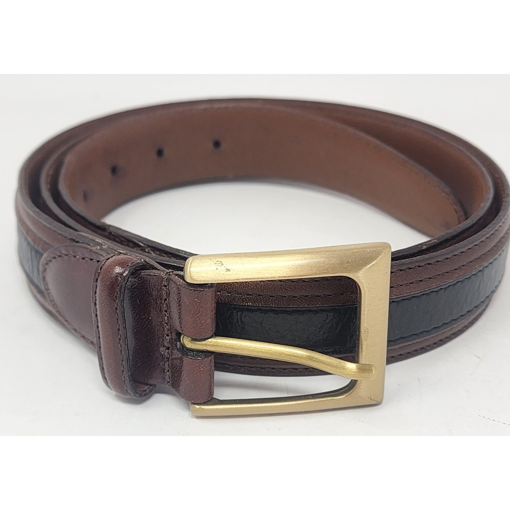 Johnston Murphy Aniline Kipskin Shoulders Leather Belt Men's 38 Black Brown